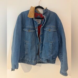 Current Seen Brand Denim Jacket red lining with gray birds